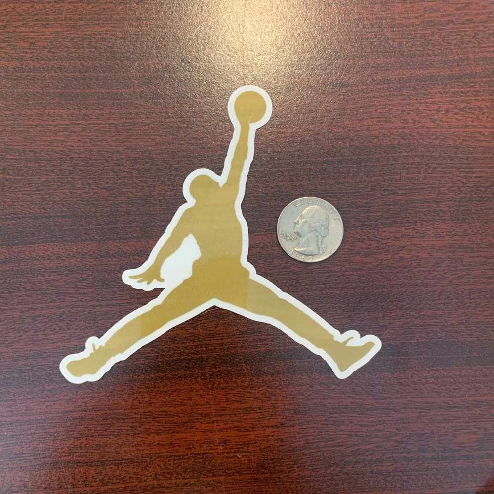 Jordan Jumpman Vinyl Decal Gold White Basketball Sticker 4.5 Inch